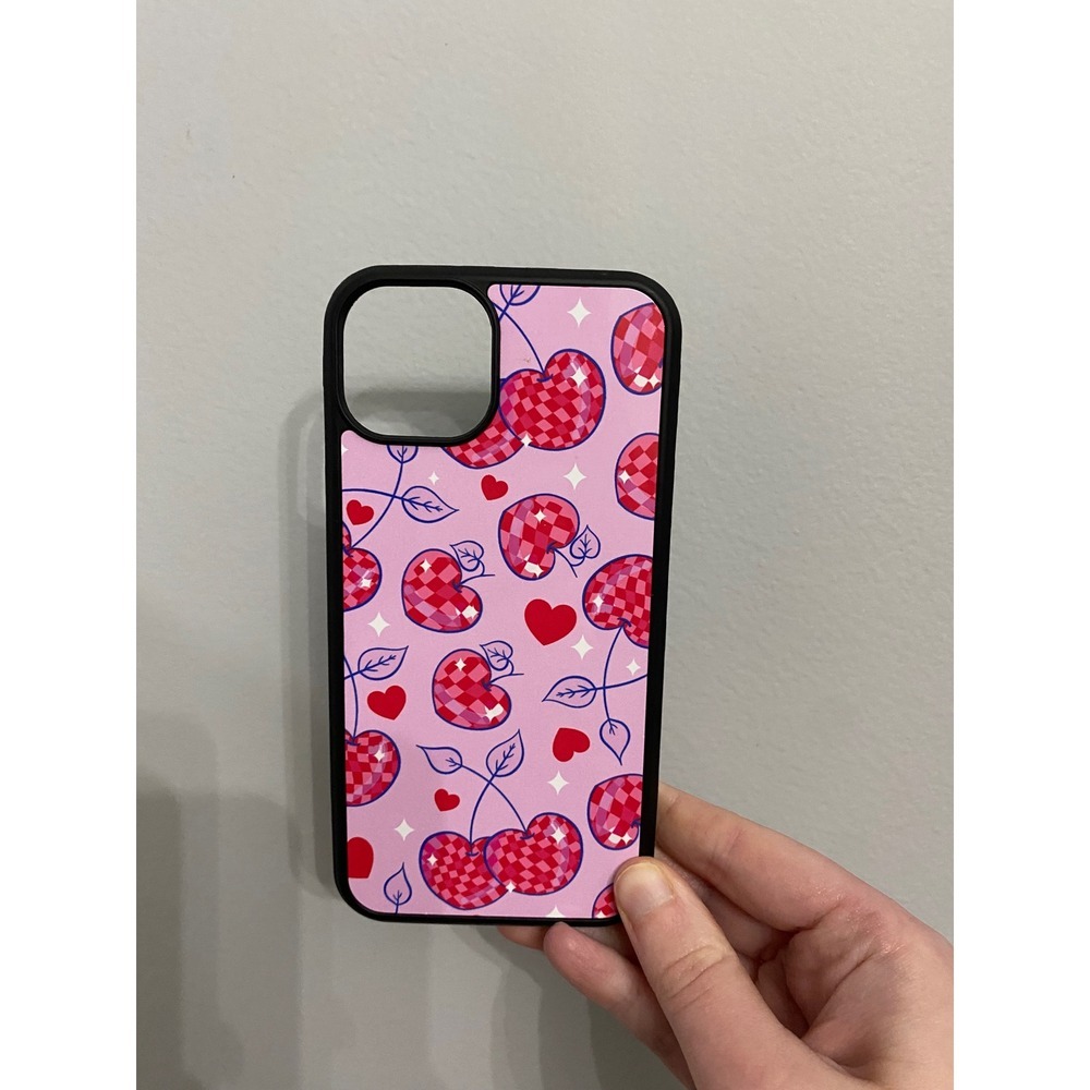 iPhone 13 Case Unisex Pink Disco Ball Cherry Heart Checkered Retro Protective